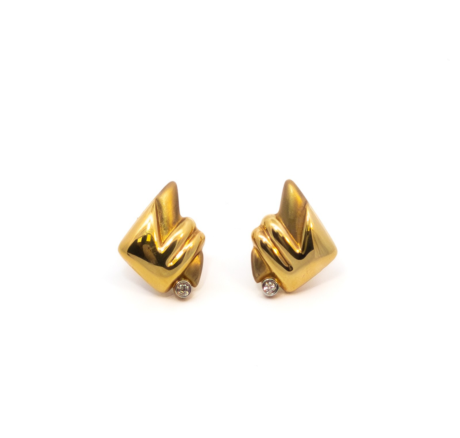 Gold stud earrings, gold earrings with zircon yellow gold 585 14 KT
