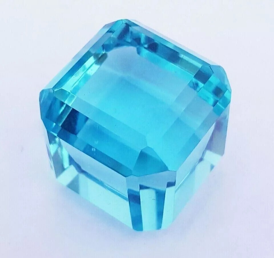 EGL Certified Brazilian Blue Topaz Cube Shape Size 100 Ct Natural Loose Gemstone