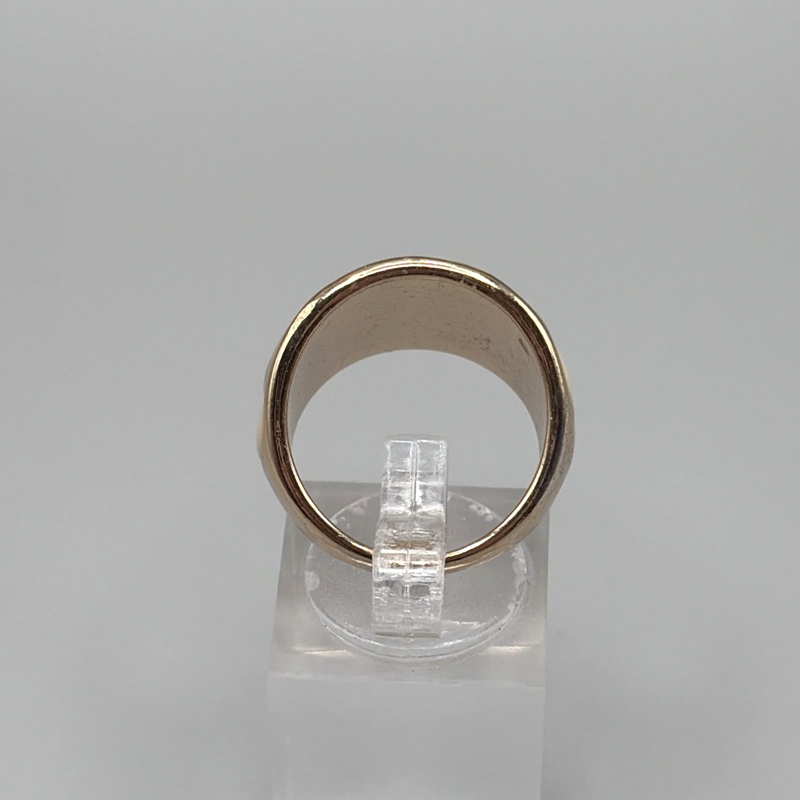 Vintage Enamel Dome Ring Gold Tone Cream Beige Mosaic Stained Glass Style – 7.5