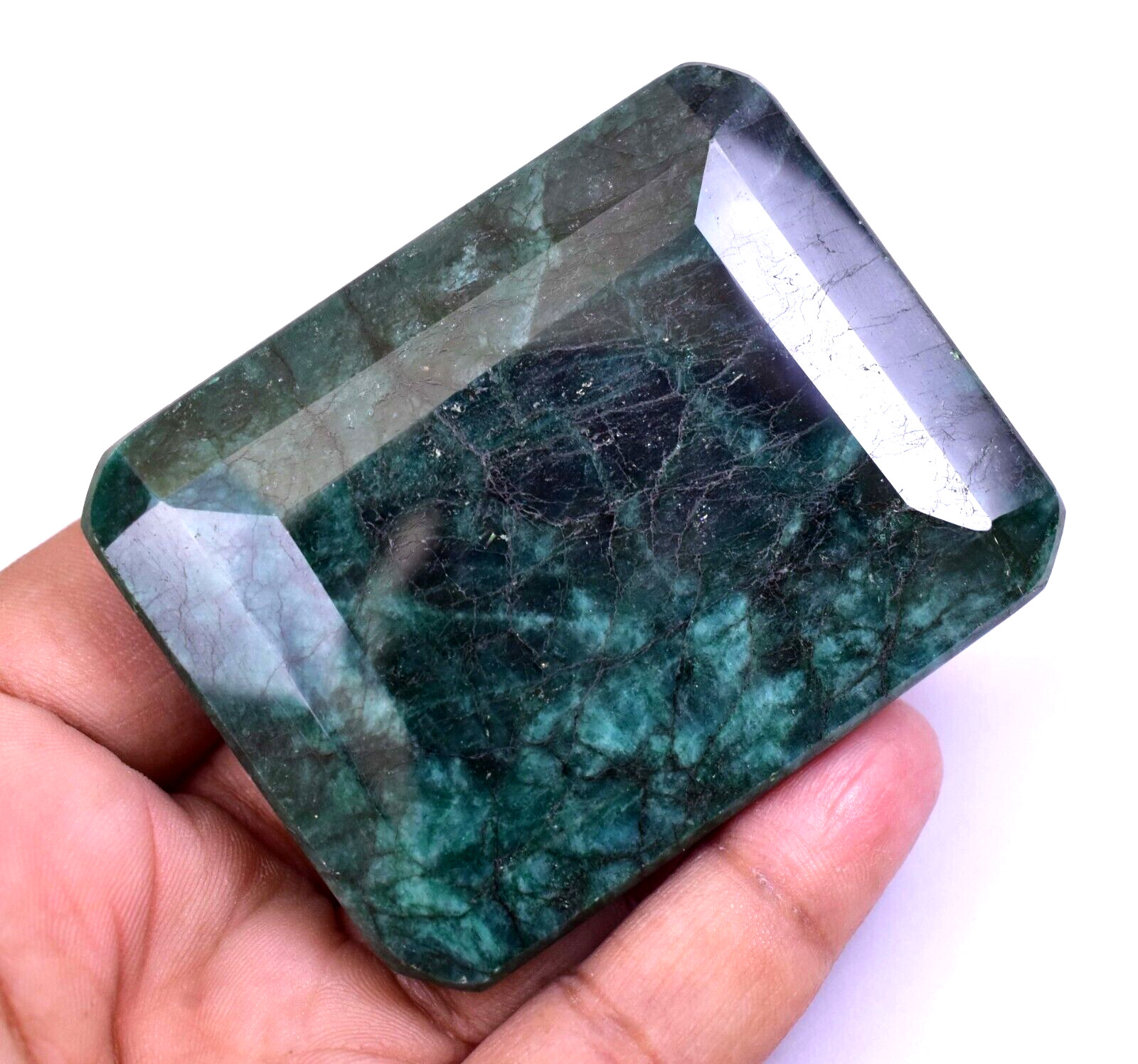 646.5 Ct Natural HUGE Green Zambian Emerald Certified Emerald Cut Loose Gemstone