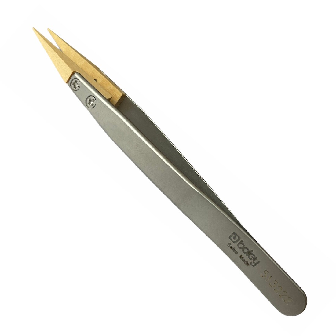 Boley antimagnetic watchmaker tweezer with wooden tips 130 mm, anti-scratch tool