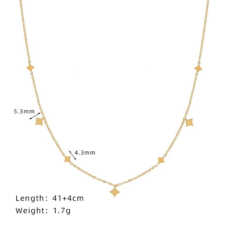 Gold Tone Station Cable Chain Charm Drop Necklace No Stone, Adjustable 41+4cm