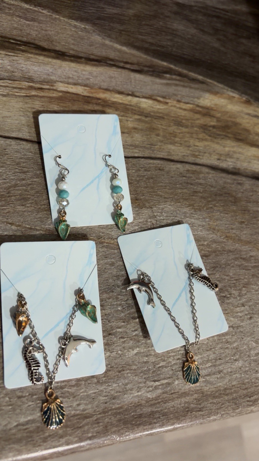 Sea Life Charm Jewelry Set Earrings Bracelet Necklace Silver Gold Green Blue