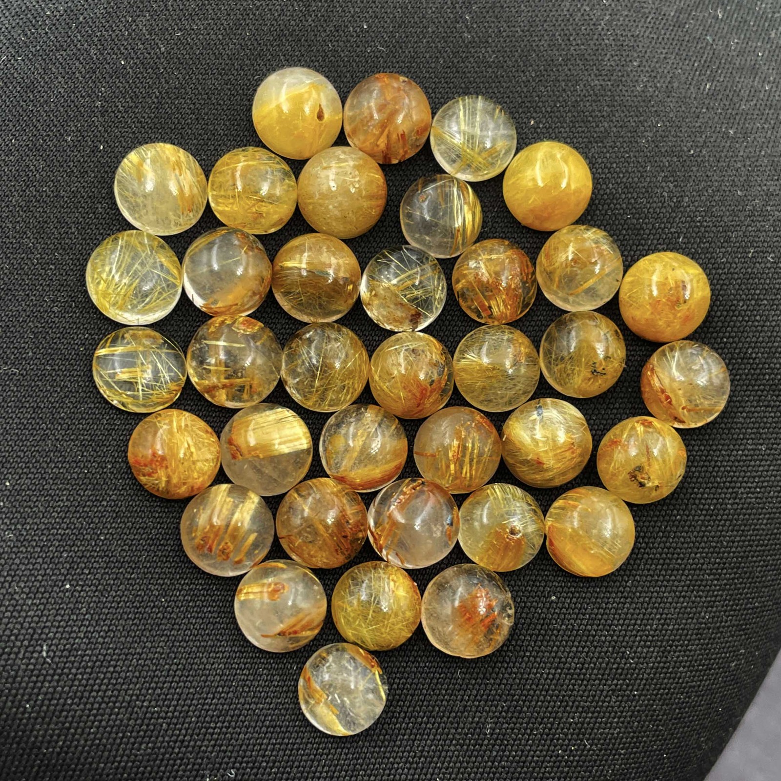 Natural Golden Rutile Quartz Round Cabochon Gemstone Lot 7 MM 100 CT 70 Pcs