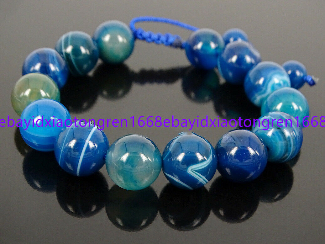 Fashion 12mm Natural Multicolor Gemstone Round Beads Braided Bracelets 7.5 Inch