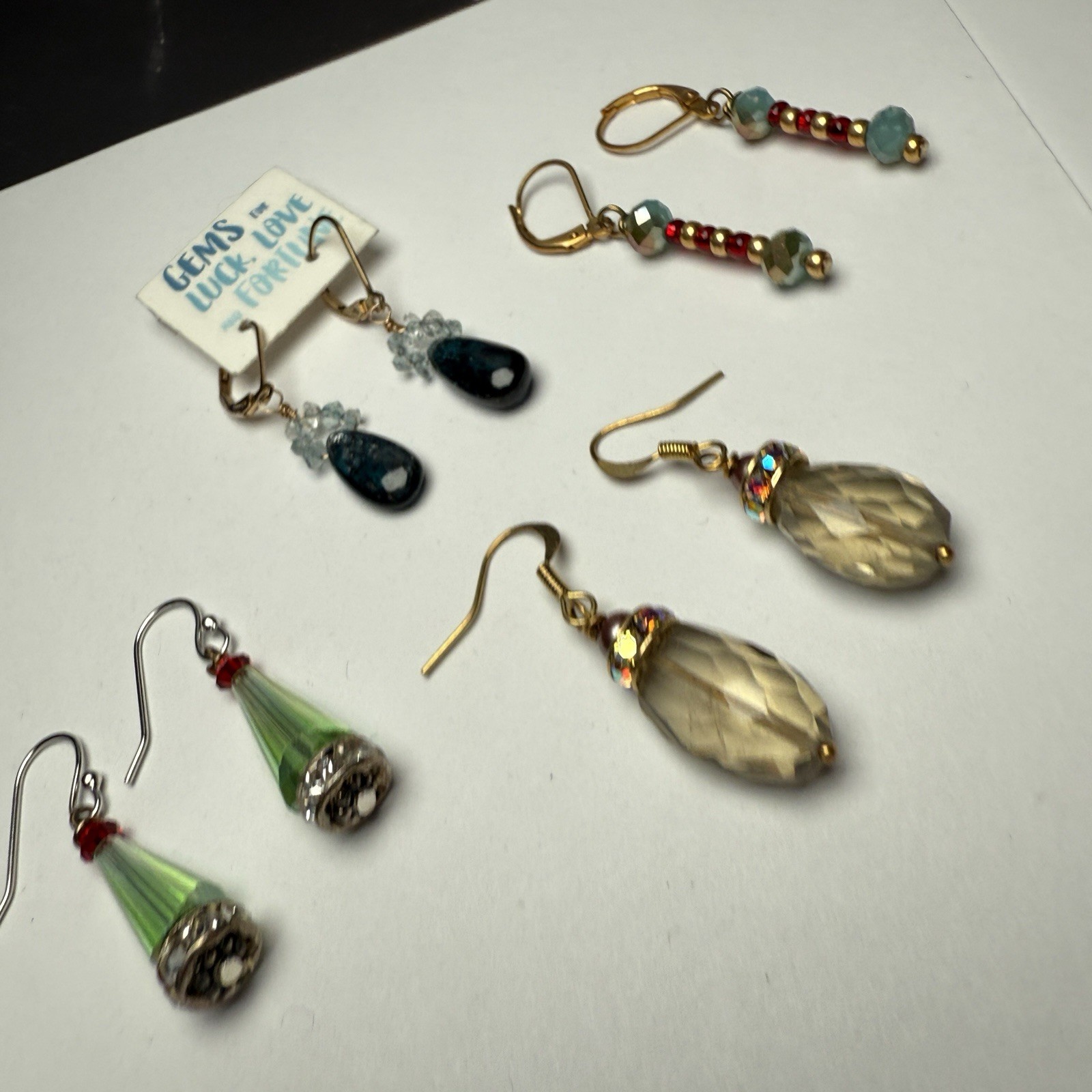Dangle Drop Pierced Earrings Lot Of 4 Glass Bead Beaded