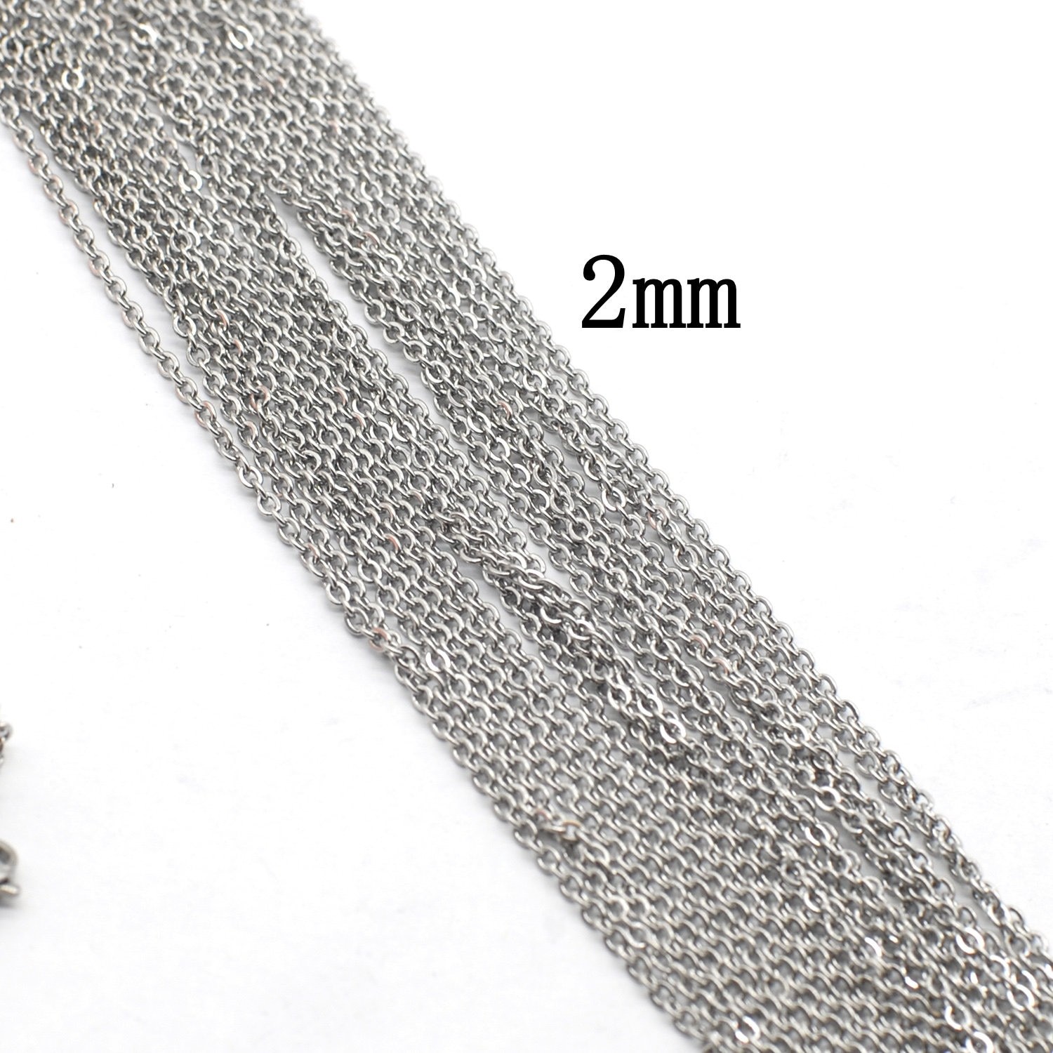 9PCS Stainless Steel Flat Cable Necklace 16″/18″/20″/22″/24″/26″ 2mm Wide