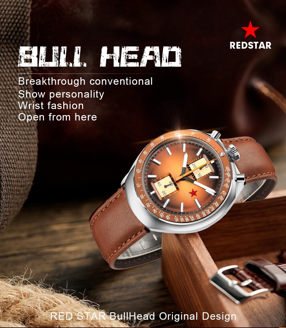 SEAKOSS Red Star Bullhead Dual-Time Zone Chronograph with Luminous Display watch