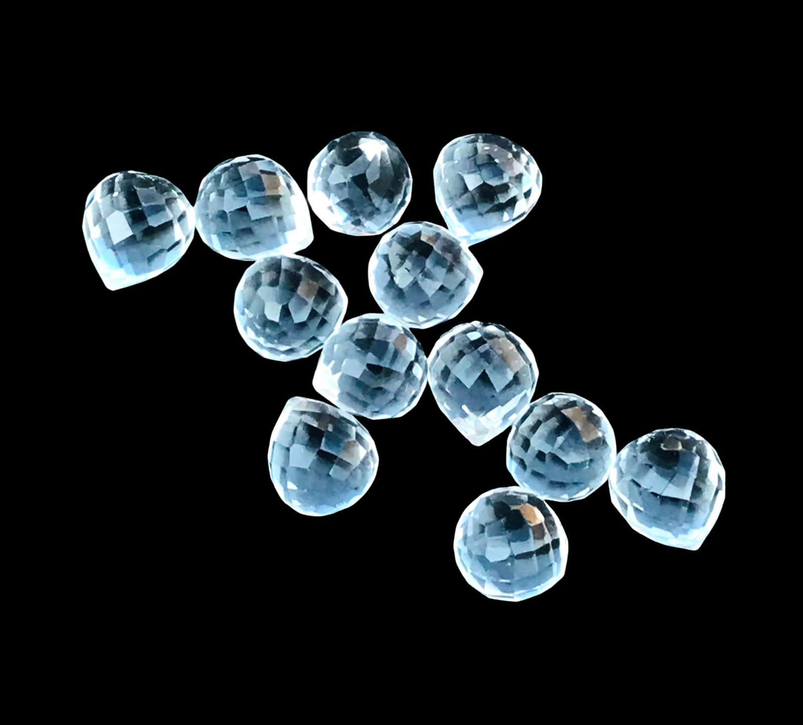 10 Pieces Faceted Clear Crystal Side Drilled Loose Gemstone -6mm-25mm Approx.