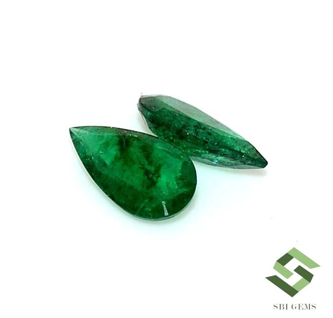8.5×4.75×2.75 mm Natural Emerald Loose Gemstone Pear Cut Faceted Pair 1.35 Cts