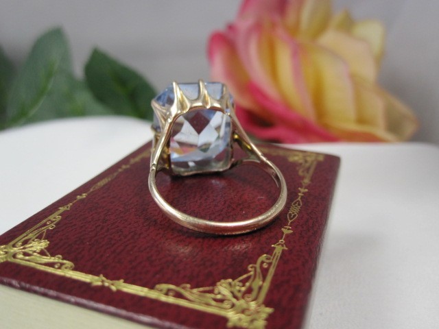 Art Deco Era Large Spinel Gemstone Antique Ring Size 8, in 9kt Yellow Gold