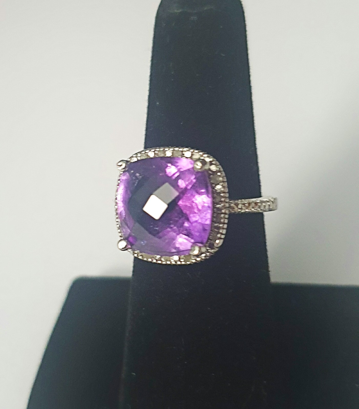 Brilliant Victoria Townsend Amethyst & Diamond 925 Sterling Silver SIZE 7 Ring