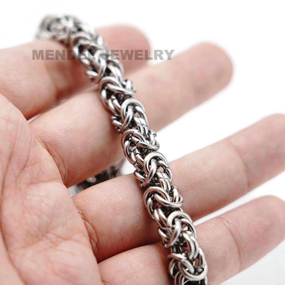 MENDEL 6-8 inch Mens Stainless Steel Norse Viking Fenrir Wolf Head Bracelet Men