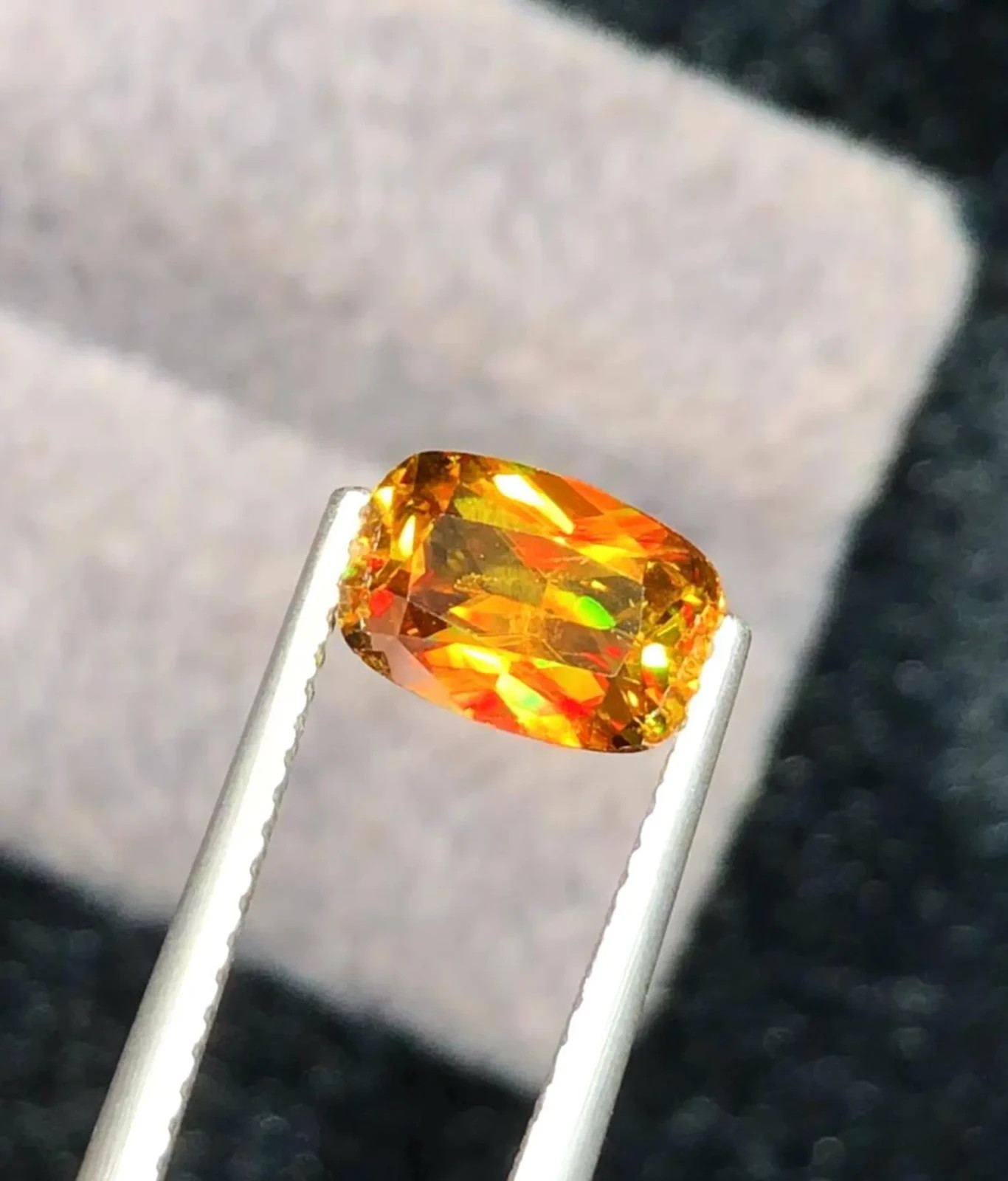 Full Fire Golden Sphene/Titanite Gemstone, Cushion Cut Rare Yellow Sphene 1.85CT