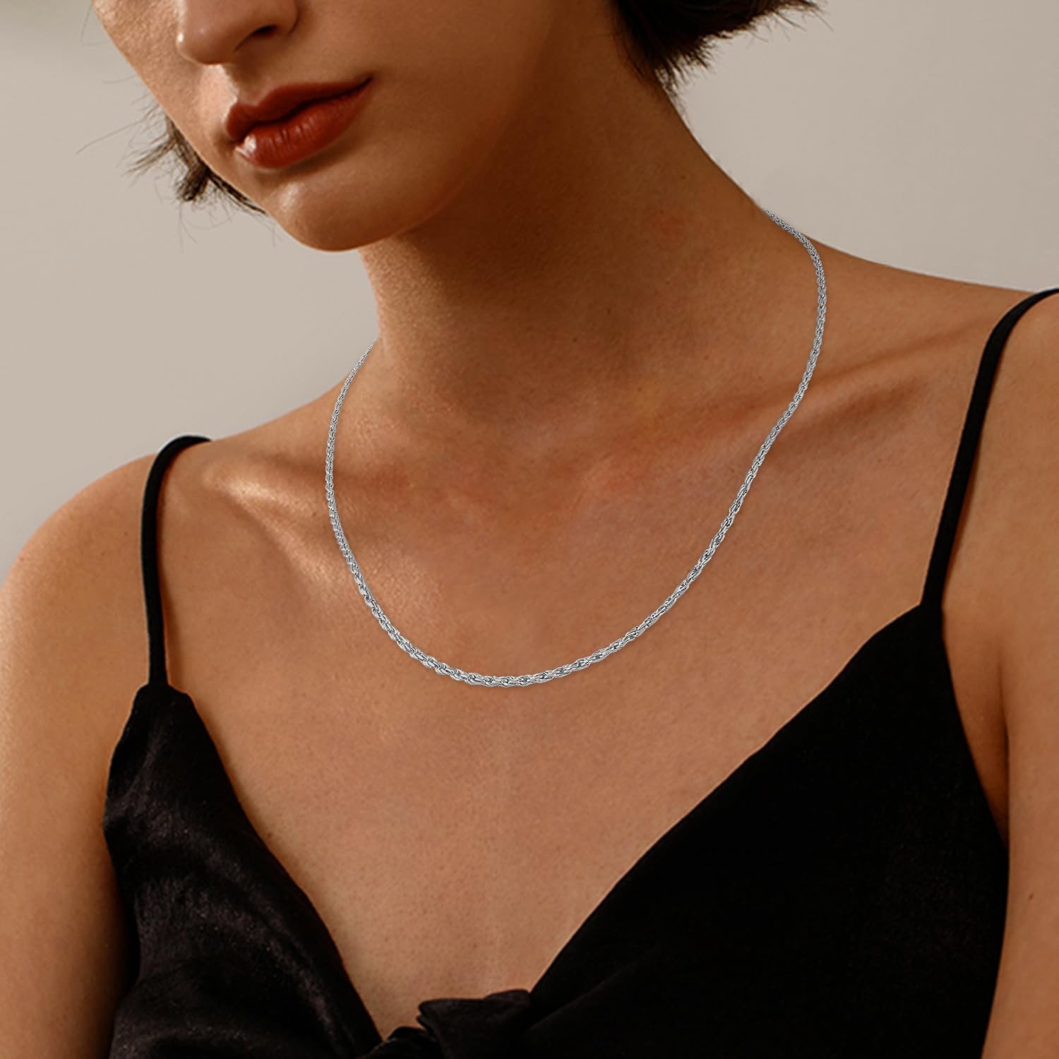 Unisex 18K Gold Plated 925 Silver Rope Chain Necklace – Super Shiny & Durable
