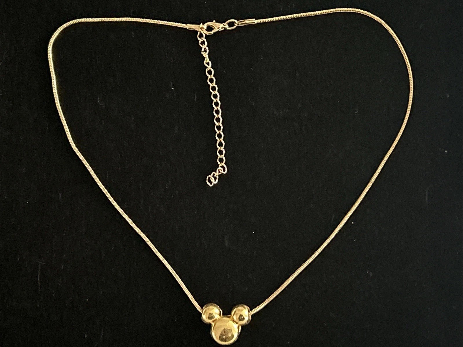 Disney Mickey Mouse Bubble Necklace Adjustable Gold Tone Lobster 18.25”