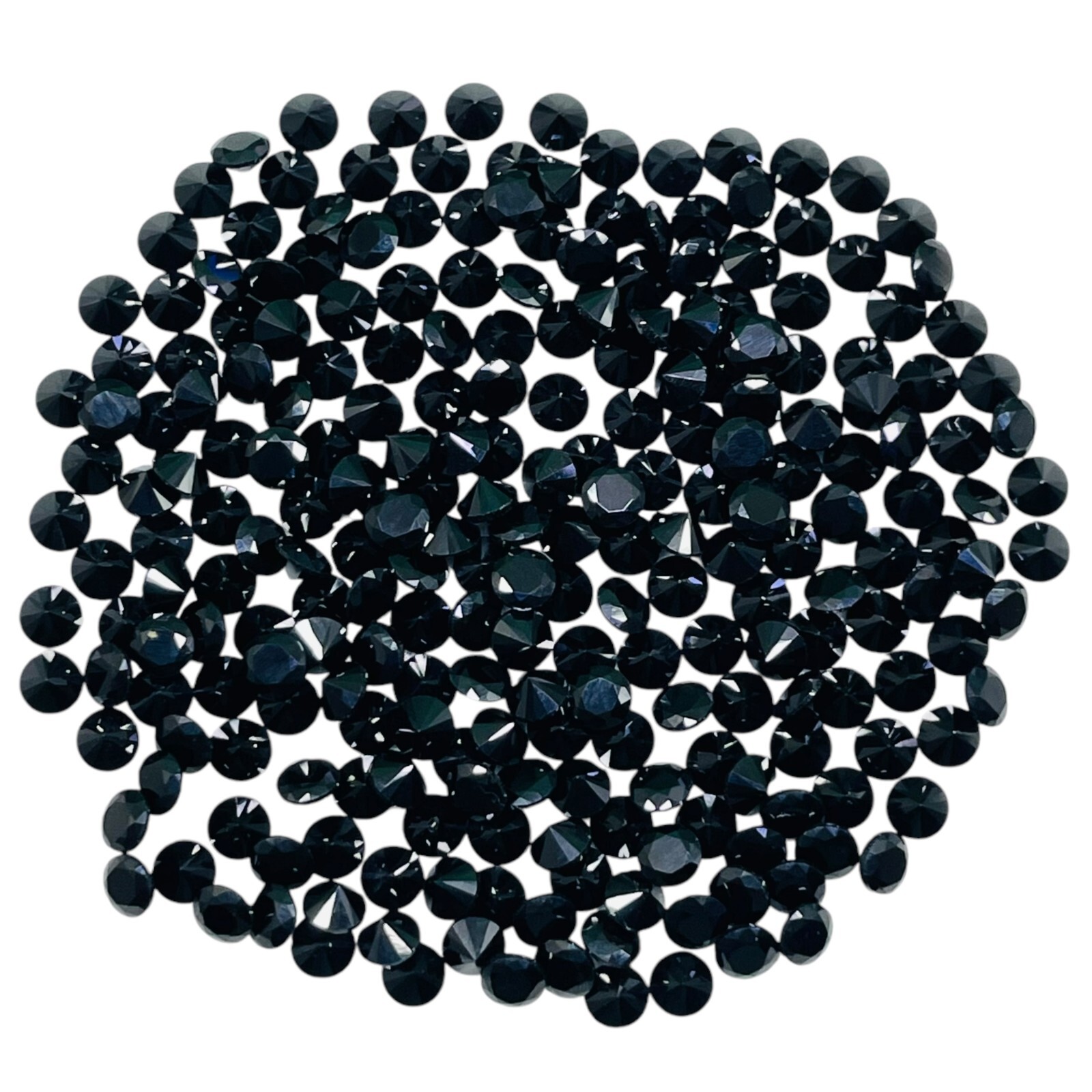 100 Pcs Natural Black Spinel 3mm Round Diamond Cut Calibrated Loose Gemstone Lot