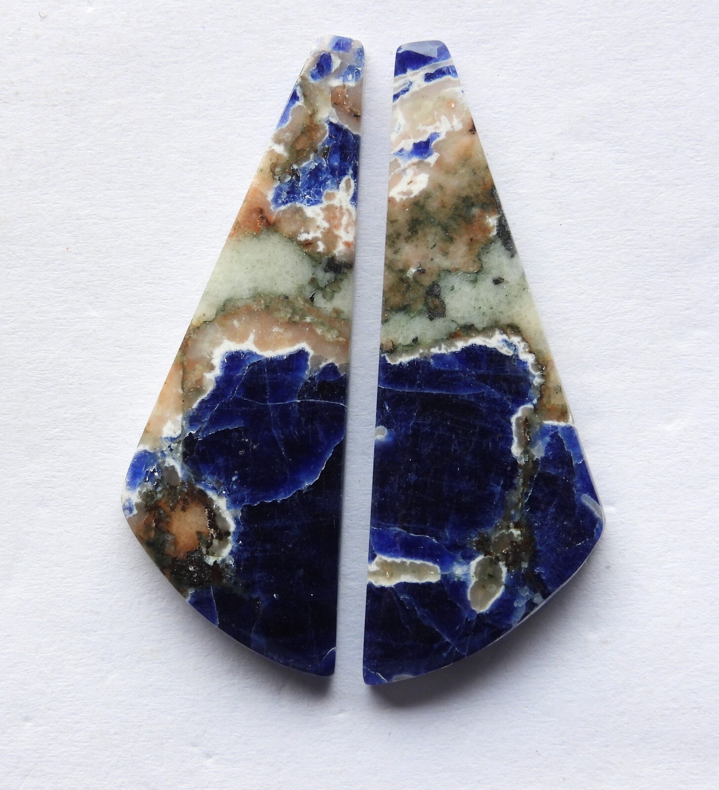 30.05 Ct Natural Sodalite (38.5mm X 13.4mm each) Cabochon Loose Match Pair