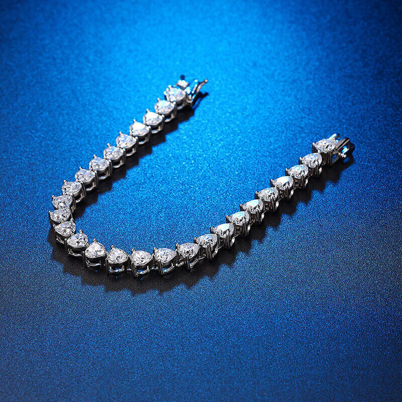MOISSANITE Tennis Bracelet 5mm Heart Cut D Color VVS1 Women 925 Sterling Silver