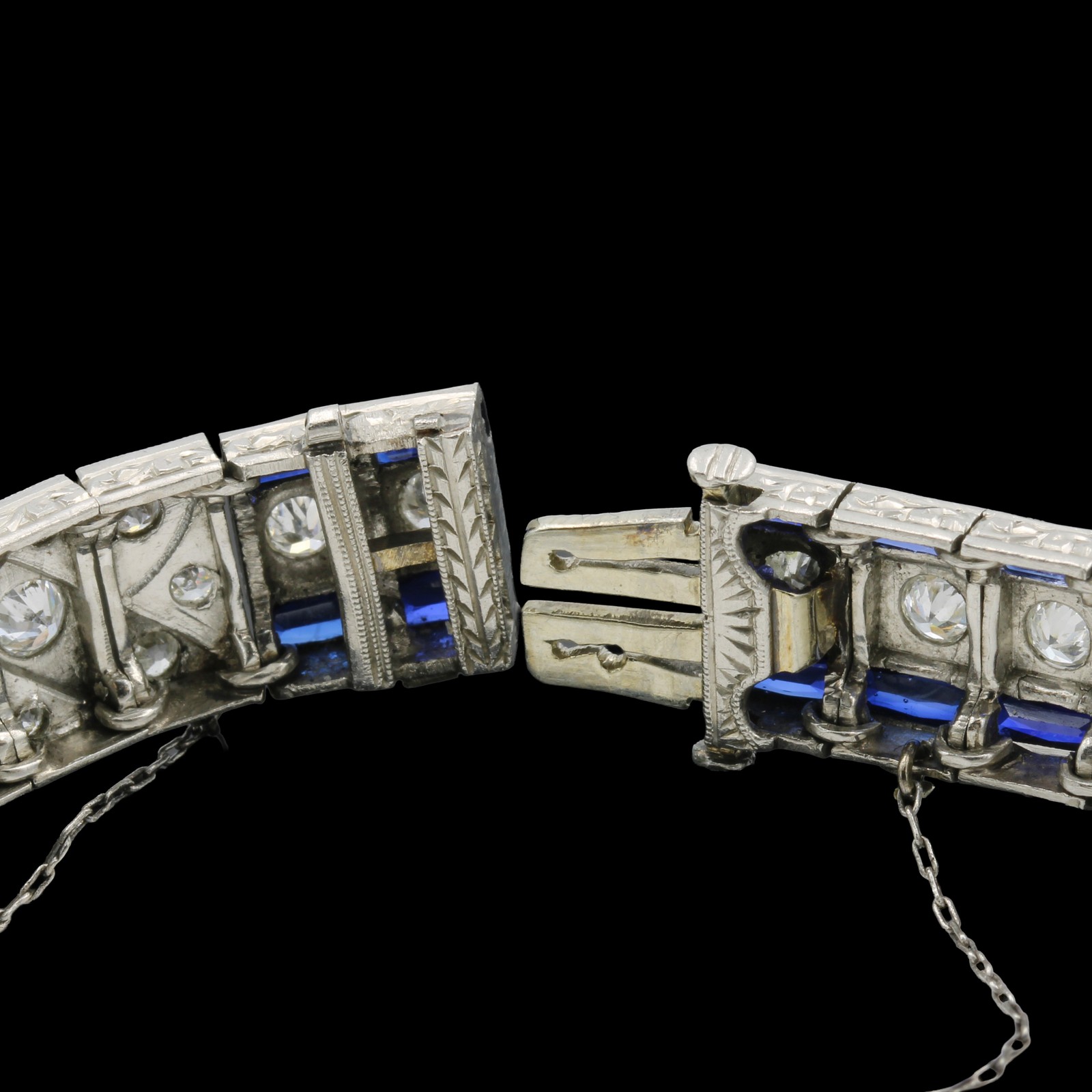Art Deco 950 Platinum & 4ctw Diamond Die Struck 6.75in Link Bracelet #E233-1H