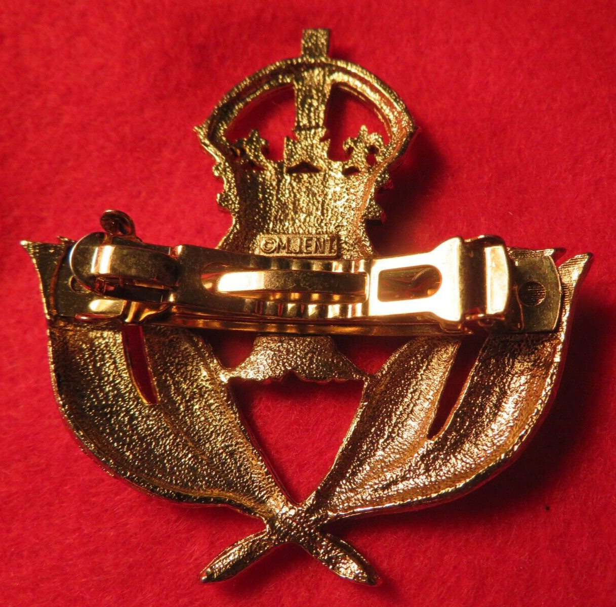 Vintage M.J.ENT Gold Tone Hair Clip Barrette Crown Eagle & Palms