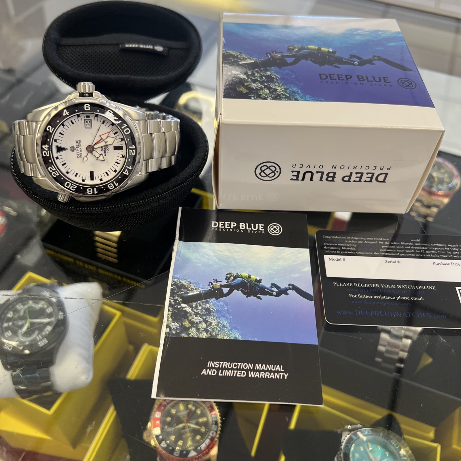 DEEP BLUE🔥 PRO SEA DIVER 1000M EXPEDTION GMT AUTOMATIC CERAMIC BEZEL WHITE NEW!