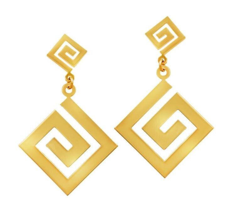Geometric square 14k gold plated silver Dangle Earrings for women