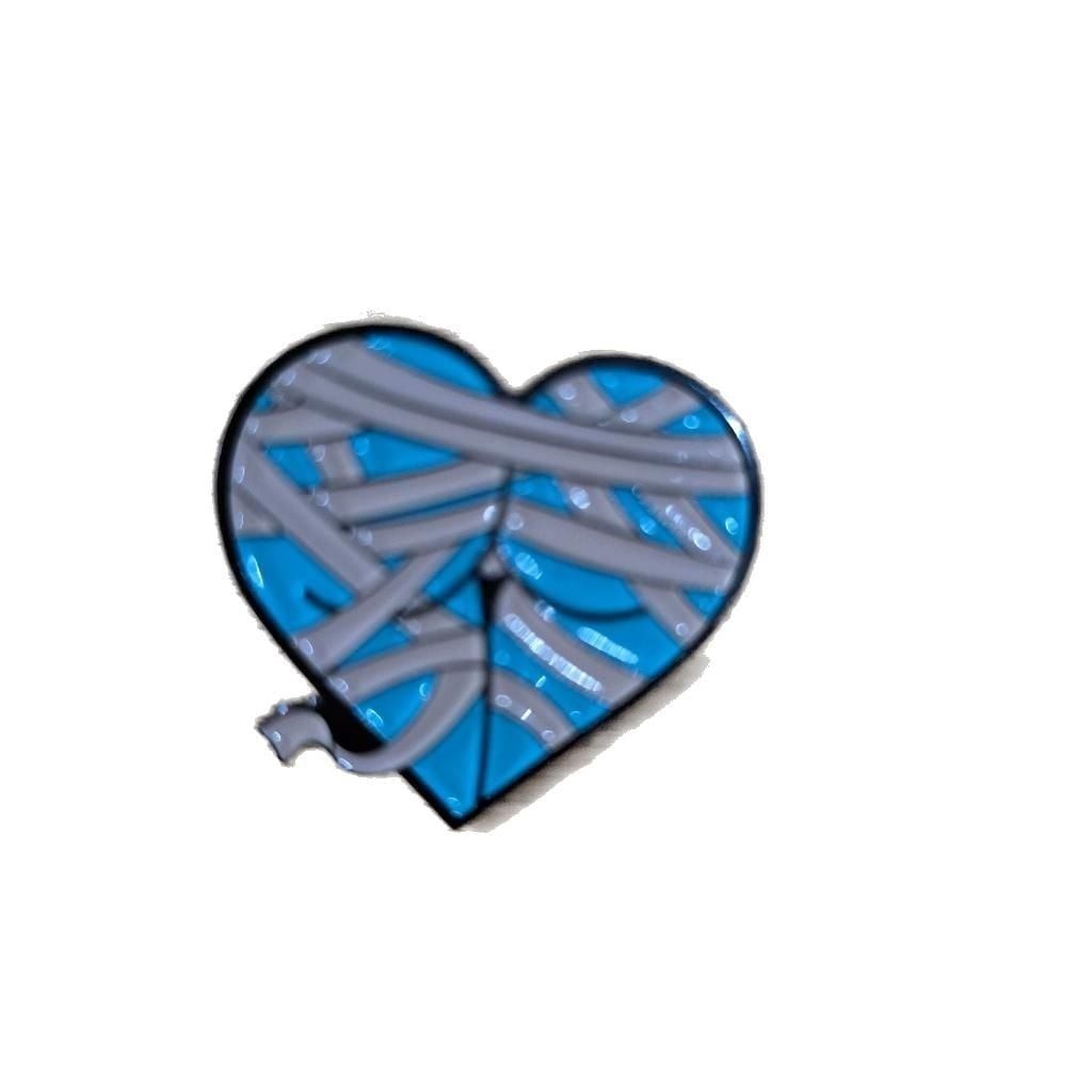 Set of 6 Halloween-Themed Heart Enamel Lapel Pins
