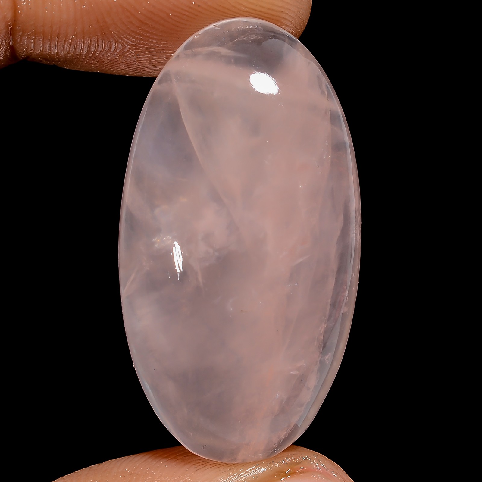 100% Natural Rose Quartz Oval Shape Cabochon Gemstone 50.5 Ct 35X18X8 mm X-26383