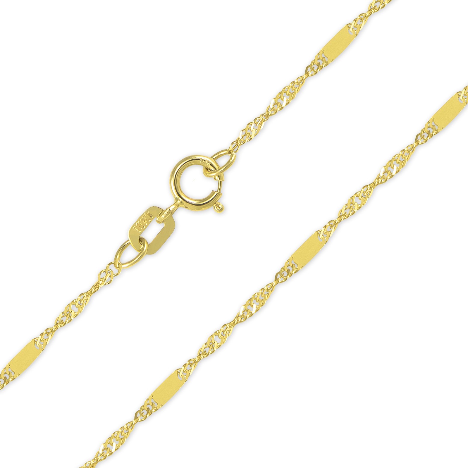 10K Solid Yellow Gold Singapore Bar Necklace Chain 1.2mm 16-24″ – Link Women Men