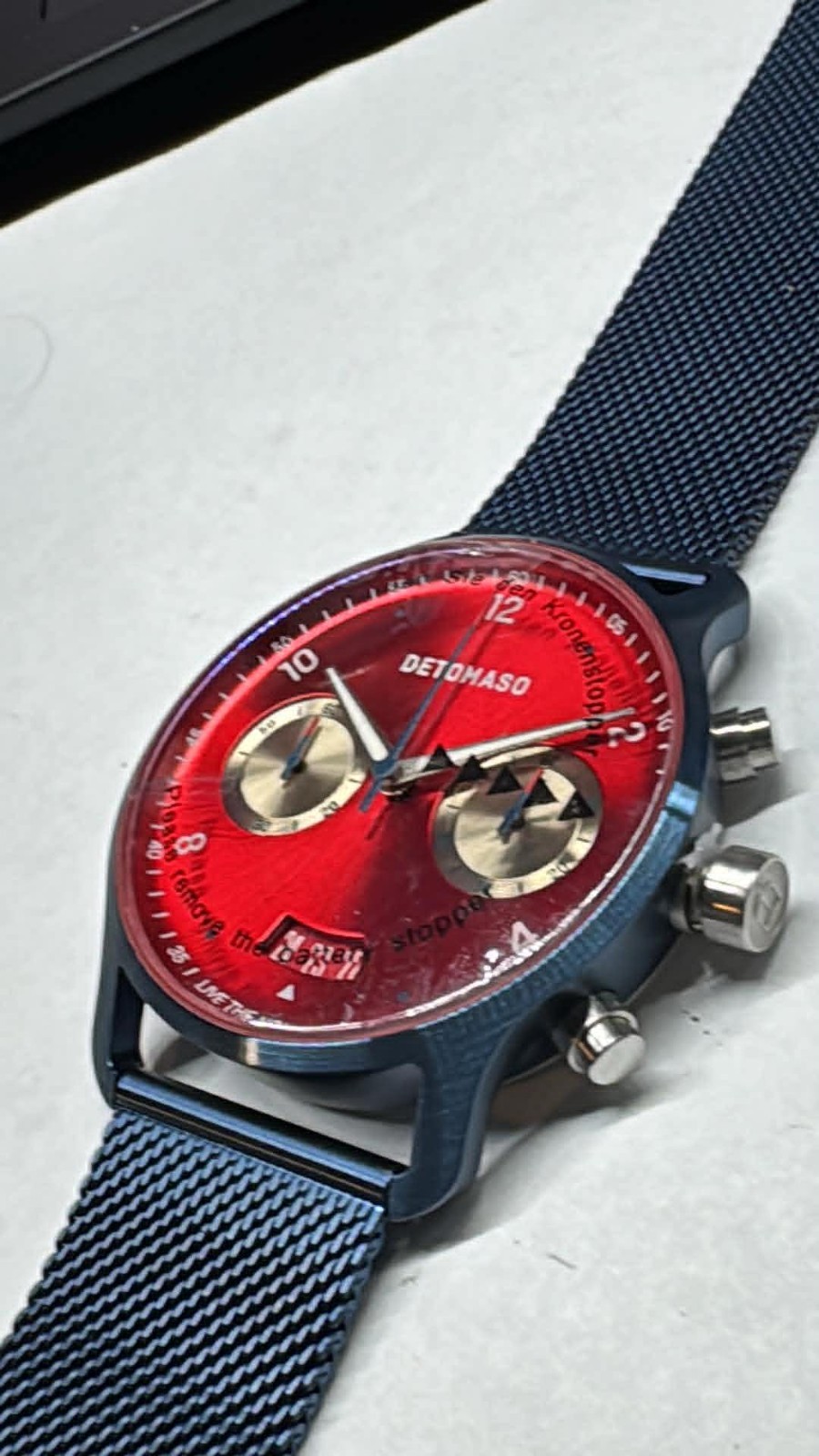 New Mens 42mm Detomaso Blue Metallic case & mesh watch D02-43 G2306 (A40)