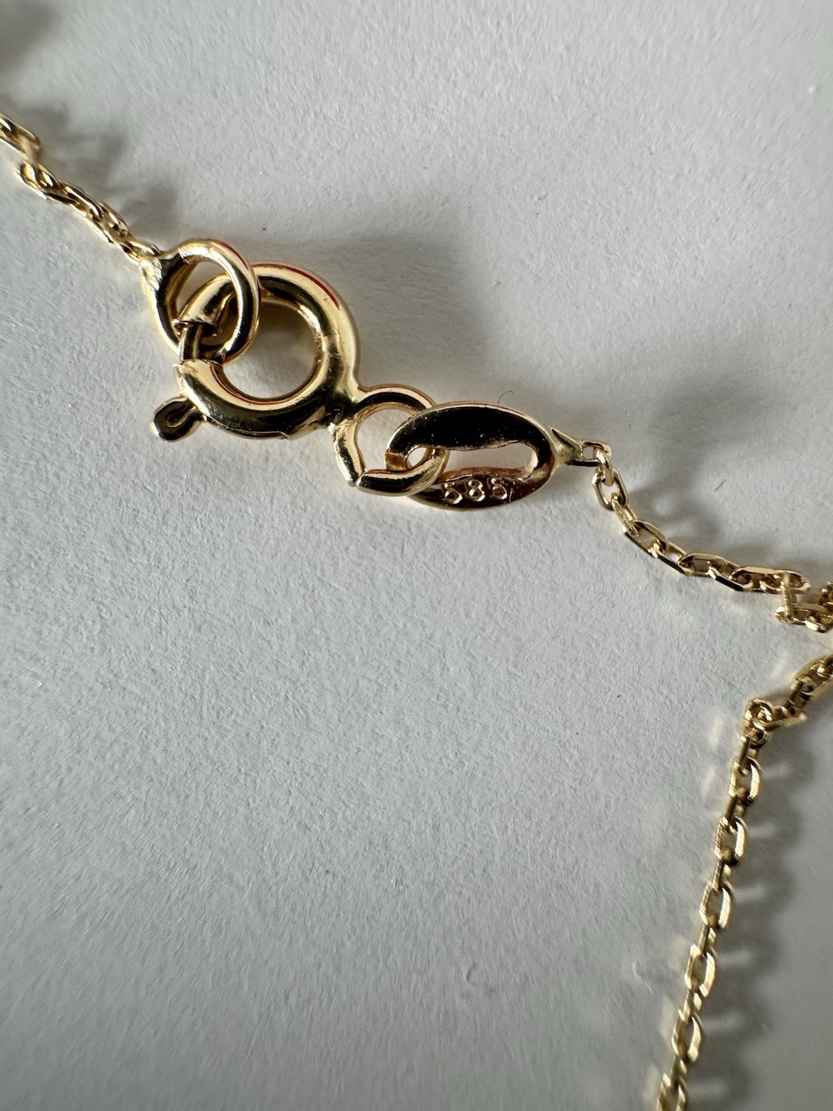 14K SOLID YELLOW GOLD NECKLACE WITH 5 CHARMS ZIRCONIA Stamped 585