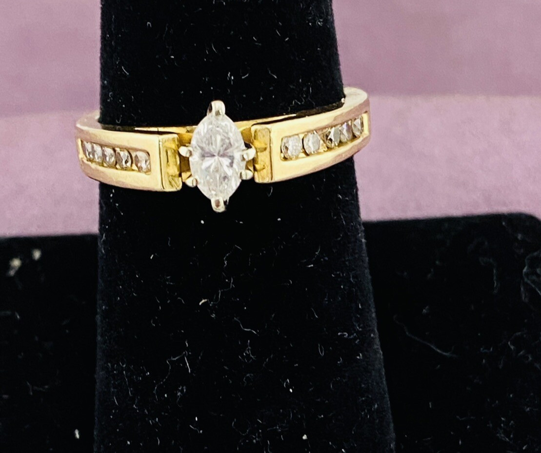 14kt Yellow Gold .41ctw SI2/I1, G-J Marquise Diamond Ring Size 7 1001782-1