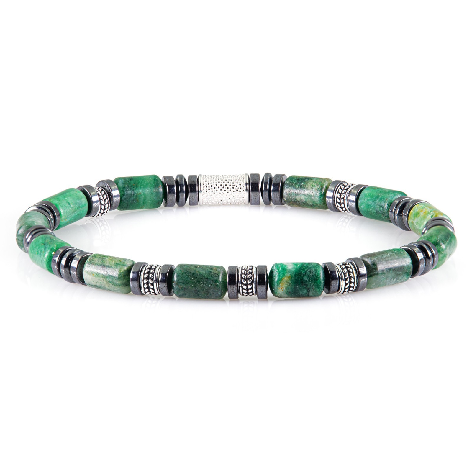 Pearl Bracelet African Green Jade Beads 6mm 925 Sterling Silver Women Men