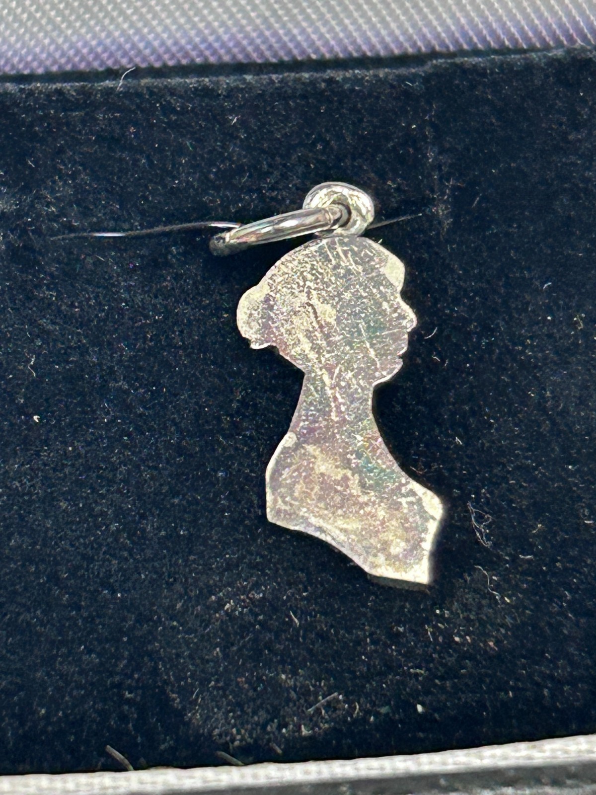 Vintage Sterling Silver Jane Austen Centre Silhouette Pendant with Box Vintage
