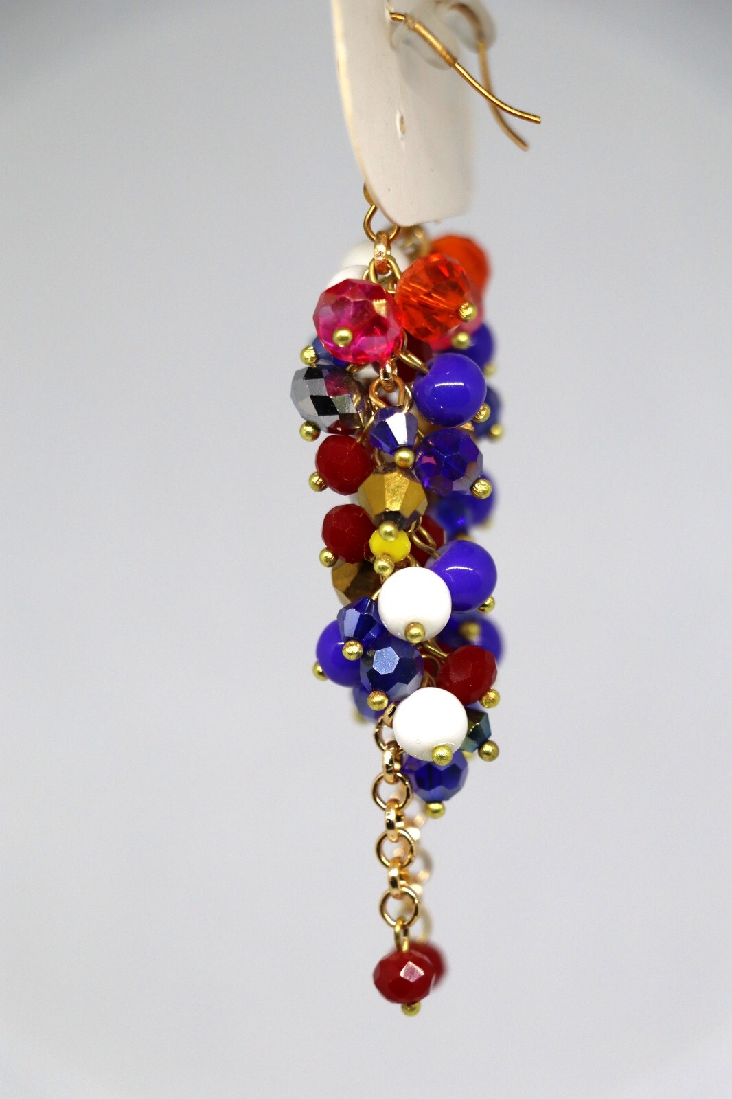 Earrings are glass beads fresh and elegant.