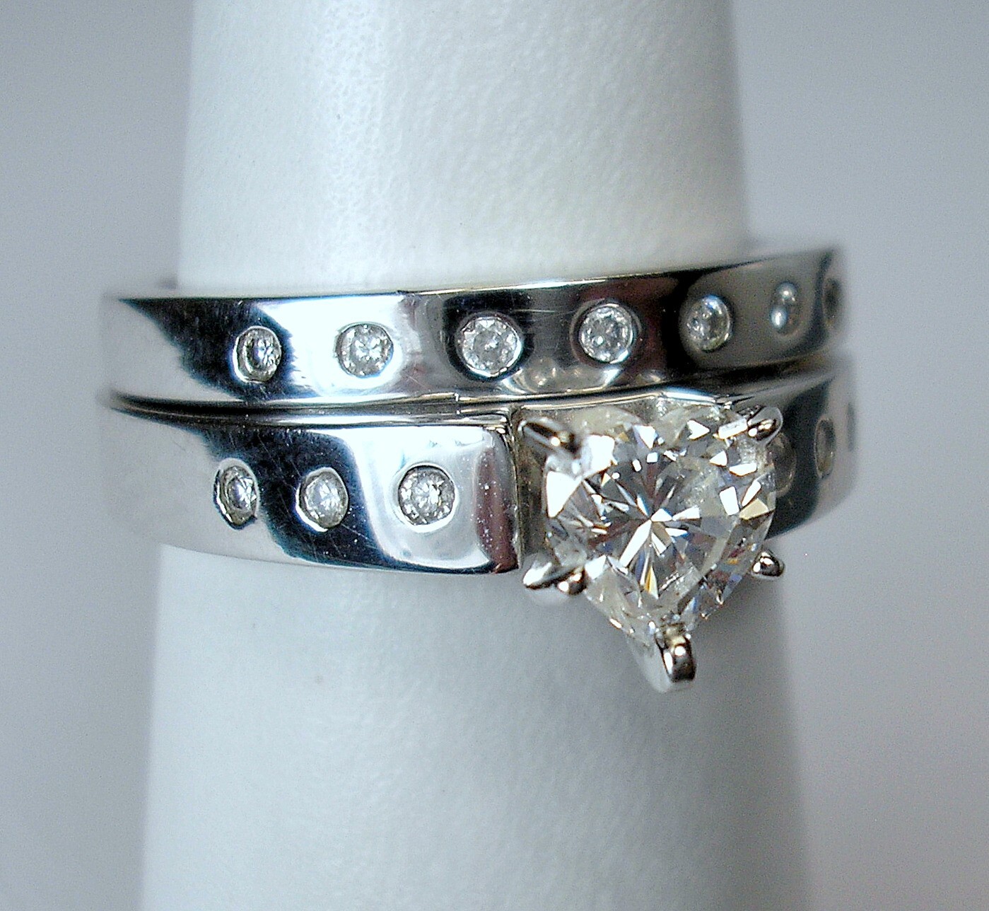 0.57 ct Heart 0.70 cttw Natural Diamonds 14K White Wedding Set Was $2,595 Video