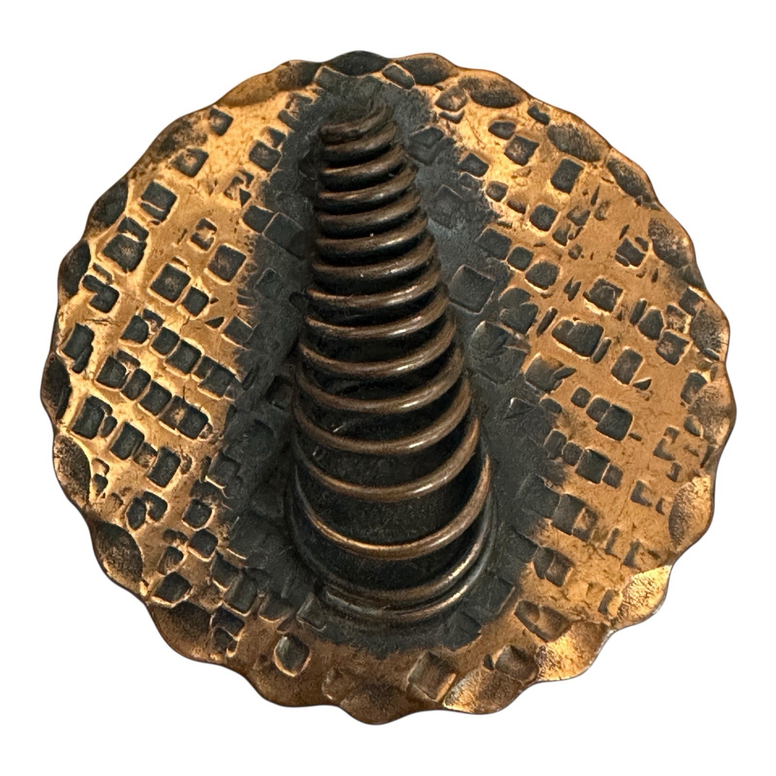 Vintage 1940s Brutalist Copper Brooch Spiral Coil Design Pedro Pujol Style 1.75″