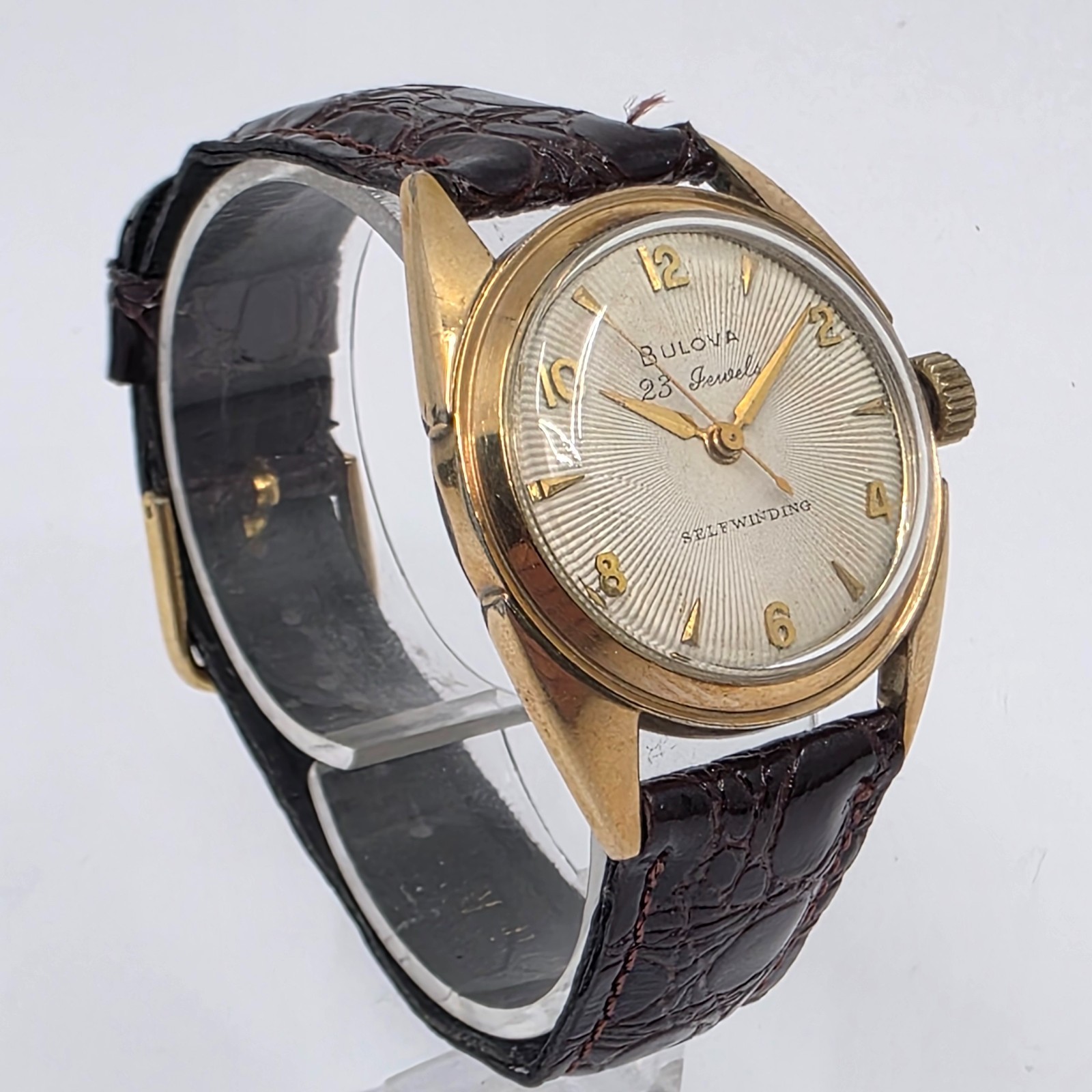 1957 Bulova 23 Jewels Selfwinding Auto Sunburst Dial Gold Filled Mens Watch