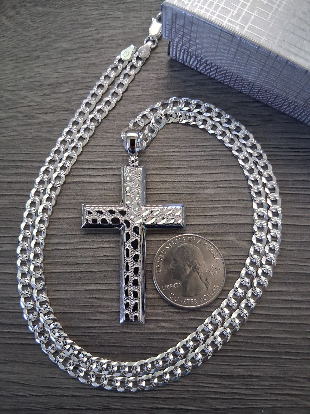 cadena y cruz de plata 925 plata real autentica y marcada