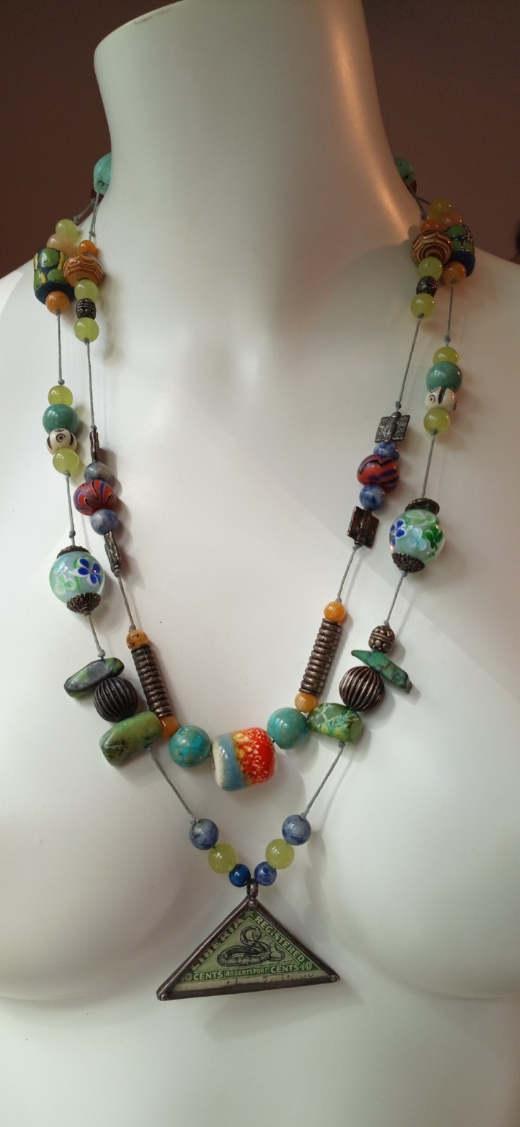 VNTG Artisan African Necklace with Various Beads&Gemstones. Read All Description