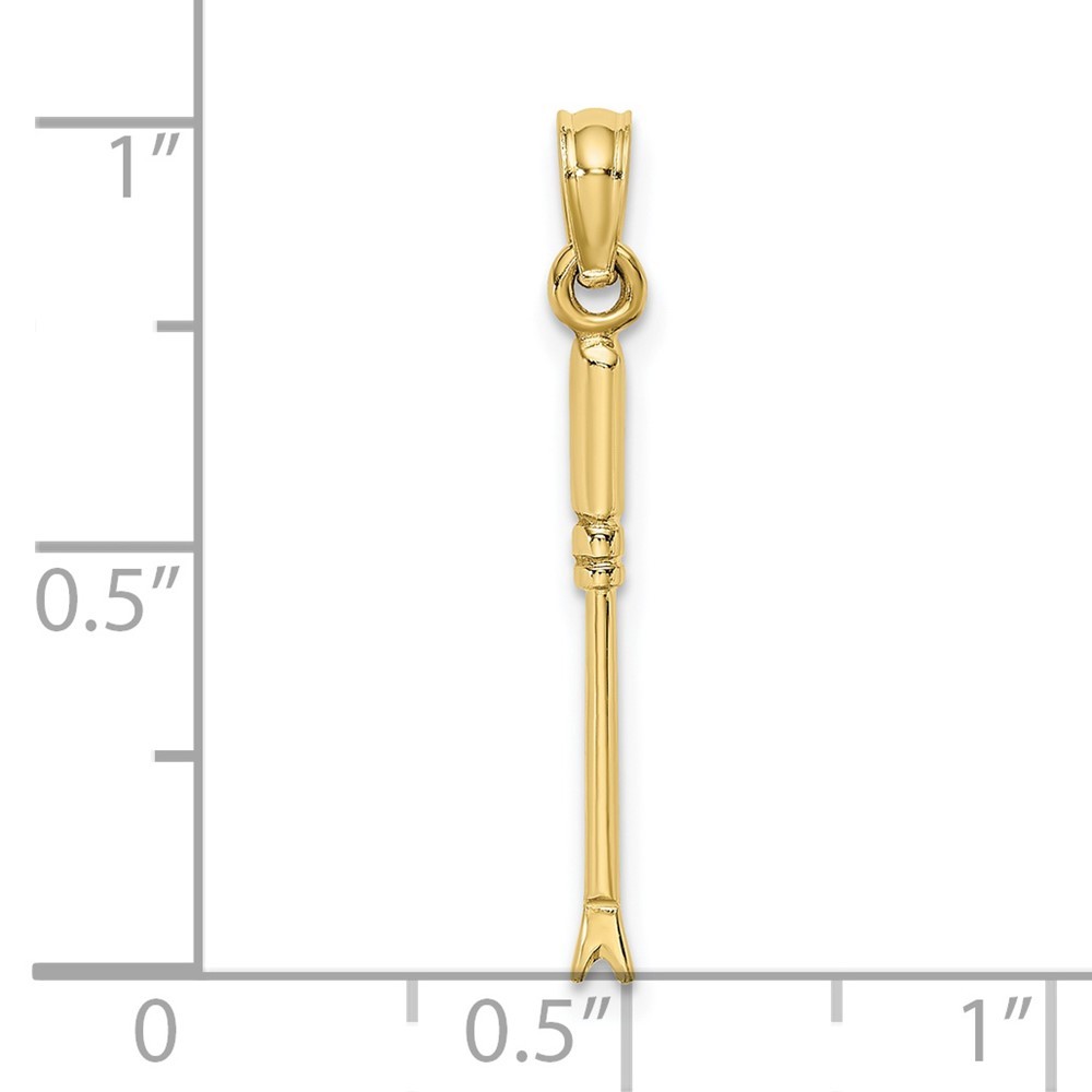10k Yellow Gold 3-D Weeding Garden Tool Charm Pendant L-0.82 Inch, W-0.08 Inch