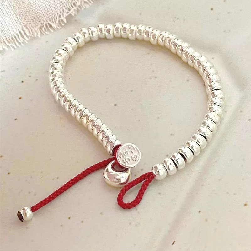 Pure silver Ping An Joy Money Chain coiled bracelet