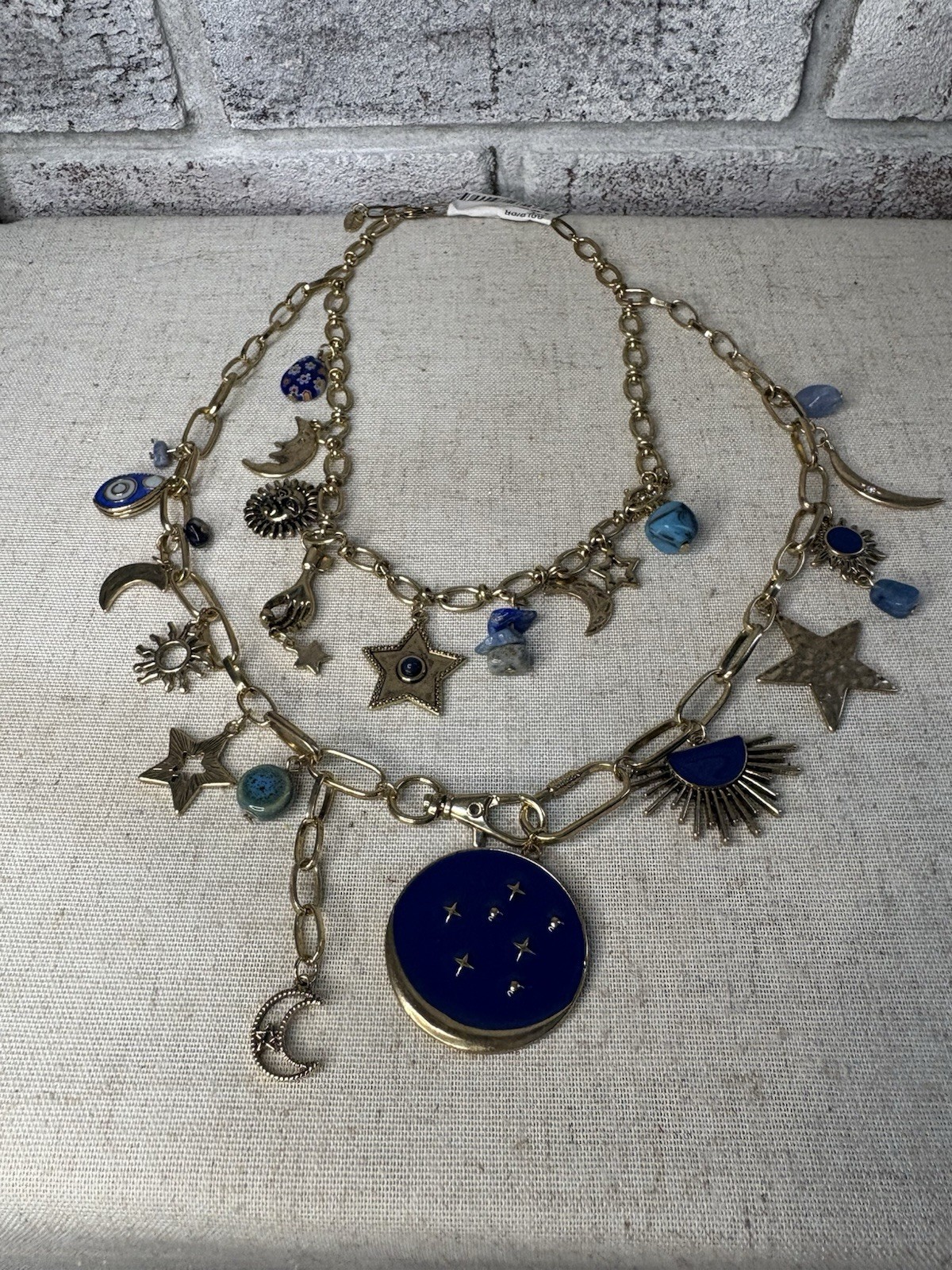 FREE PEOPLE Maxamillion Charm Stargirl Boho Celestial Necklace In Gold Tone NWT