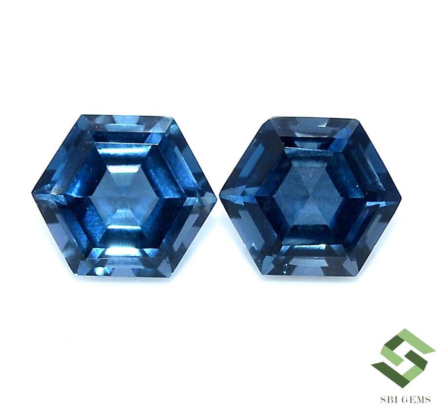 5×5 mm To 10×10 mm Natural London Blue Topaz Hexagon Cut Pair Faceted Loose Gems