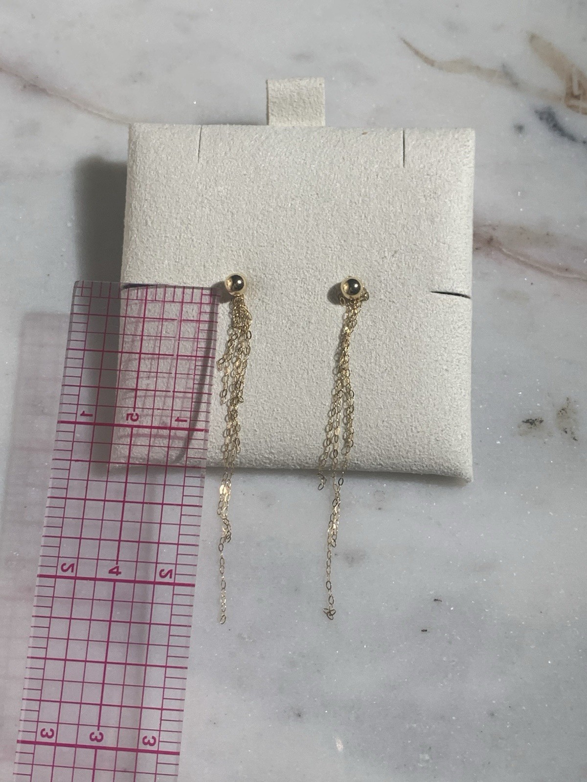 18 K Gold stamped Chain Dangle Drop Earrings Asymmetrical 5cm Fashion