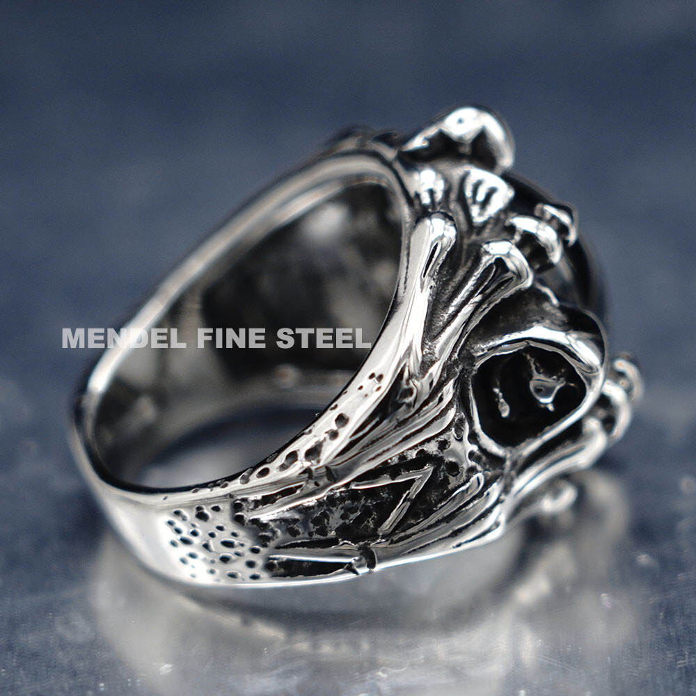 MENDEL Cool Mens Stainless Steel Dragon Claw Blue Evil Eye Eyeball Ring Sz 7-15