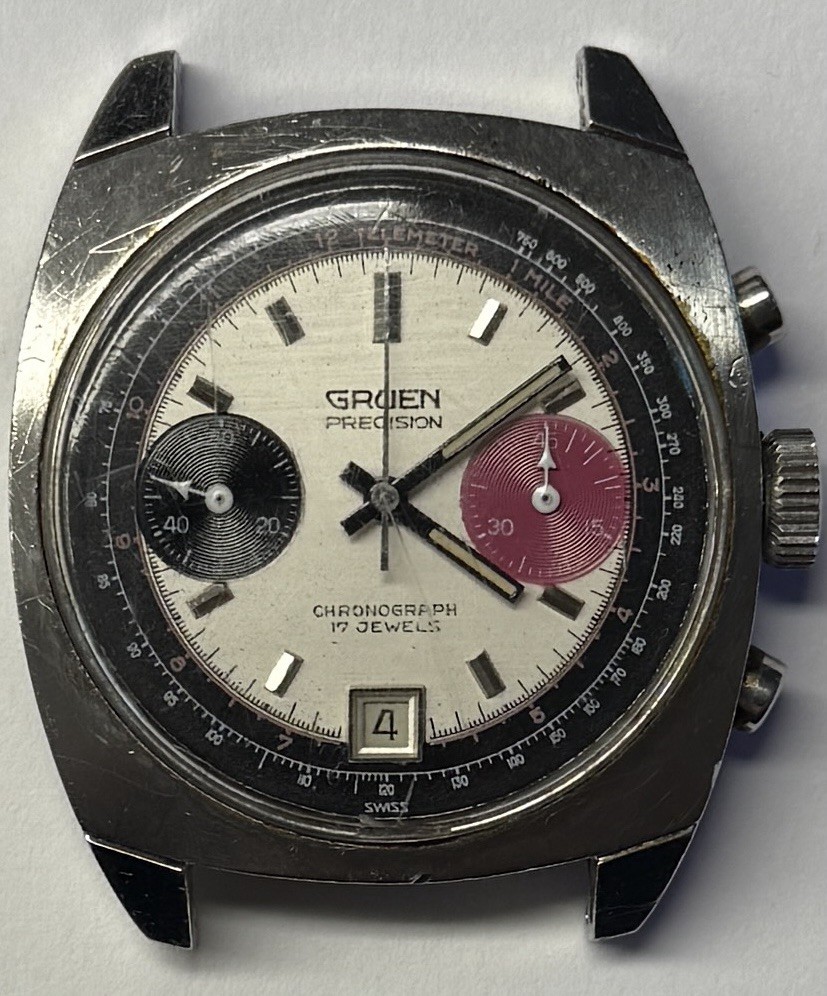 Gruen Vintage Chronograph Precision Ref 770CA “Valjoux 7734” Works Needs Clean