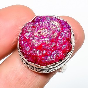 Titanium Pink Quartz Quartz Gemstone 925 Silver Plated Ring s.8.5 TR508-210
