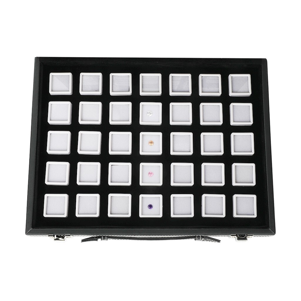 GemTrue Gem Display Boxes in a Luxurious Lockable Carry Case Reversible Cushion